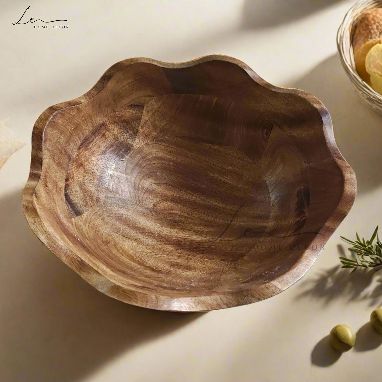 Handcrafted Wooden Fruit and Snacks Bowl - Large