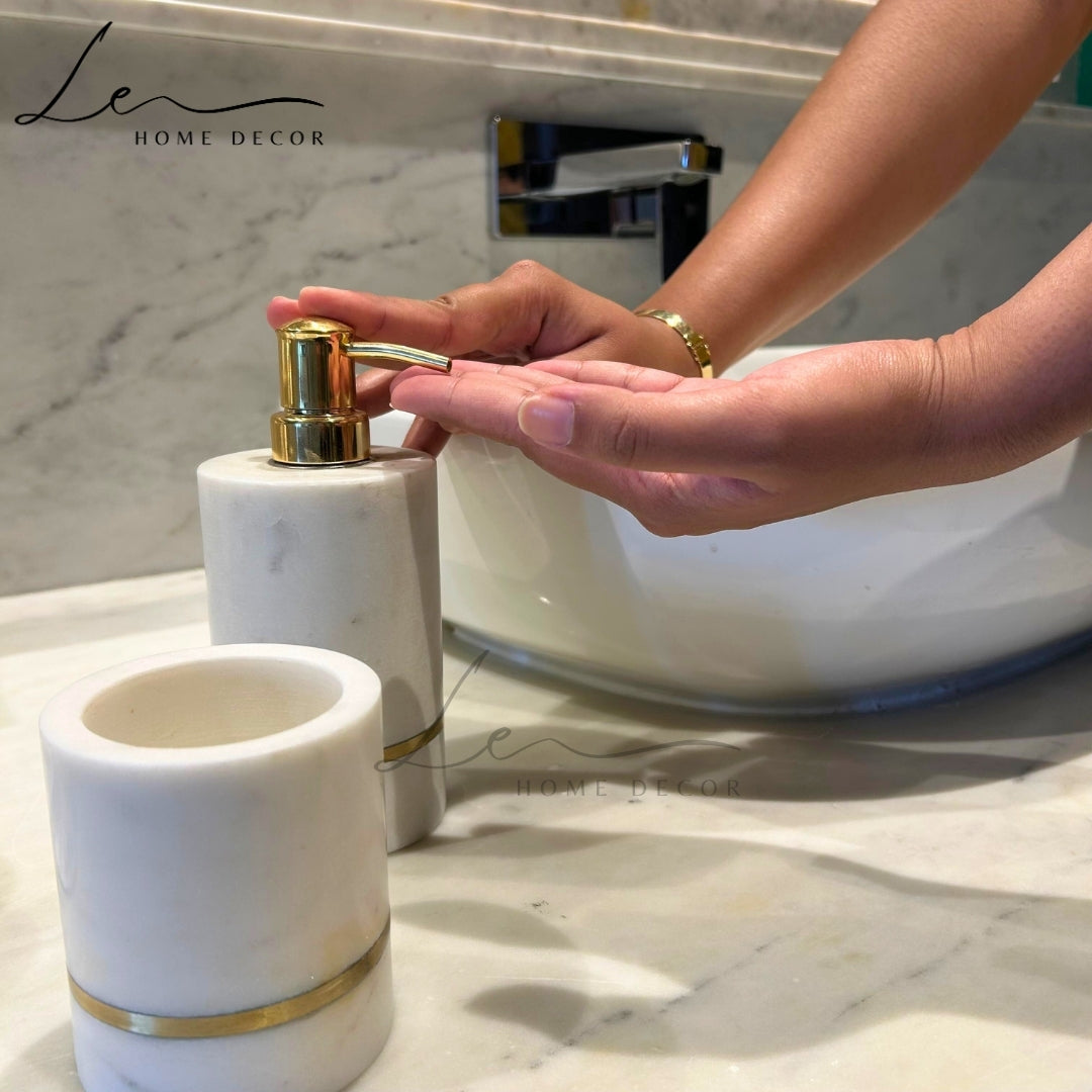 AURELIA MARBLE WITH BRASS INLAY BATHROOM - SET OF 2