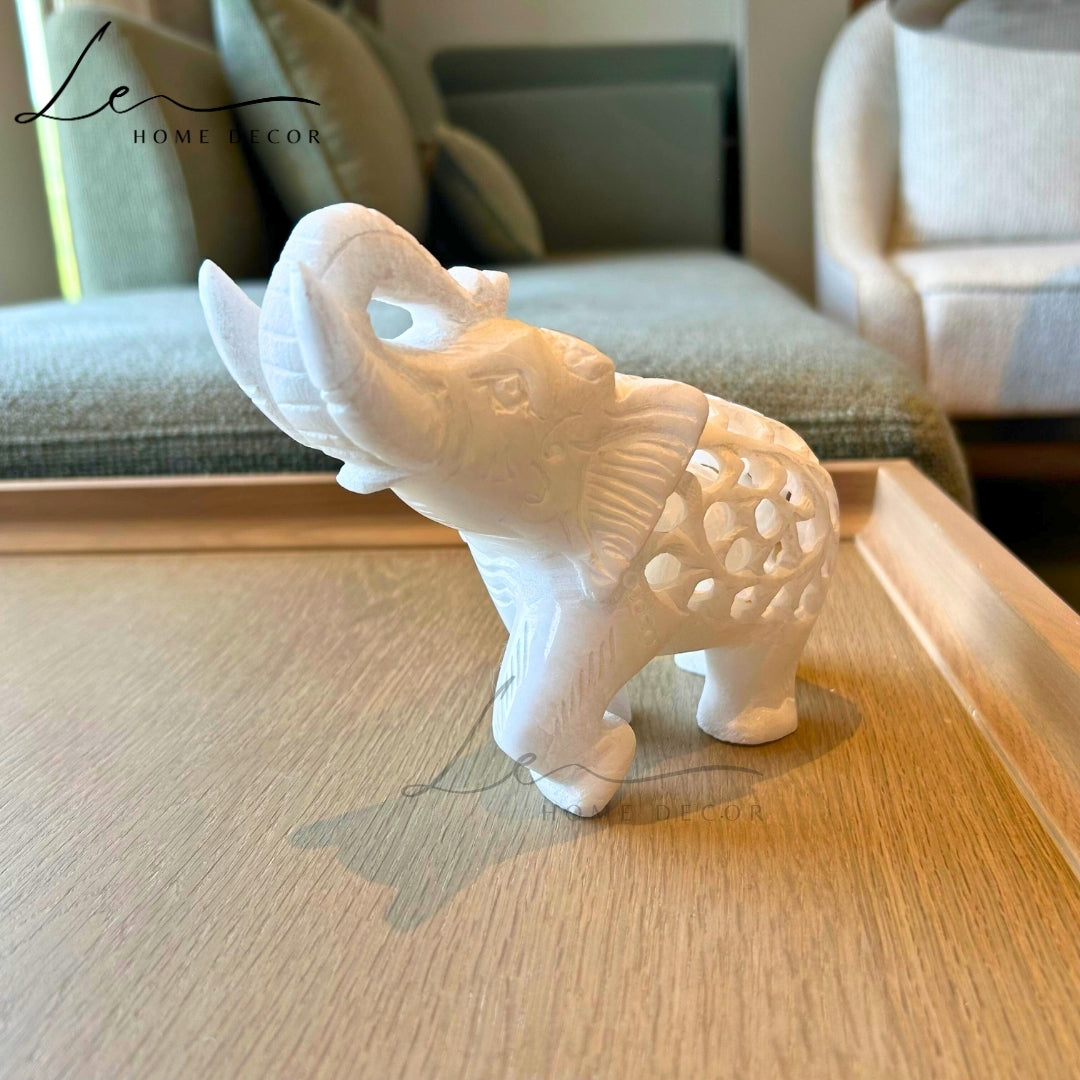 Fortune Marble Handcrafted Elephant Pair of 2