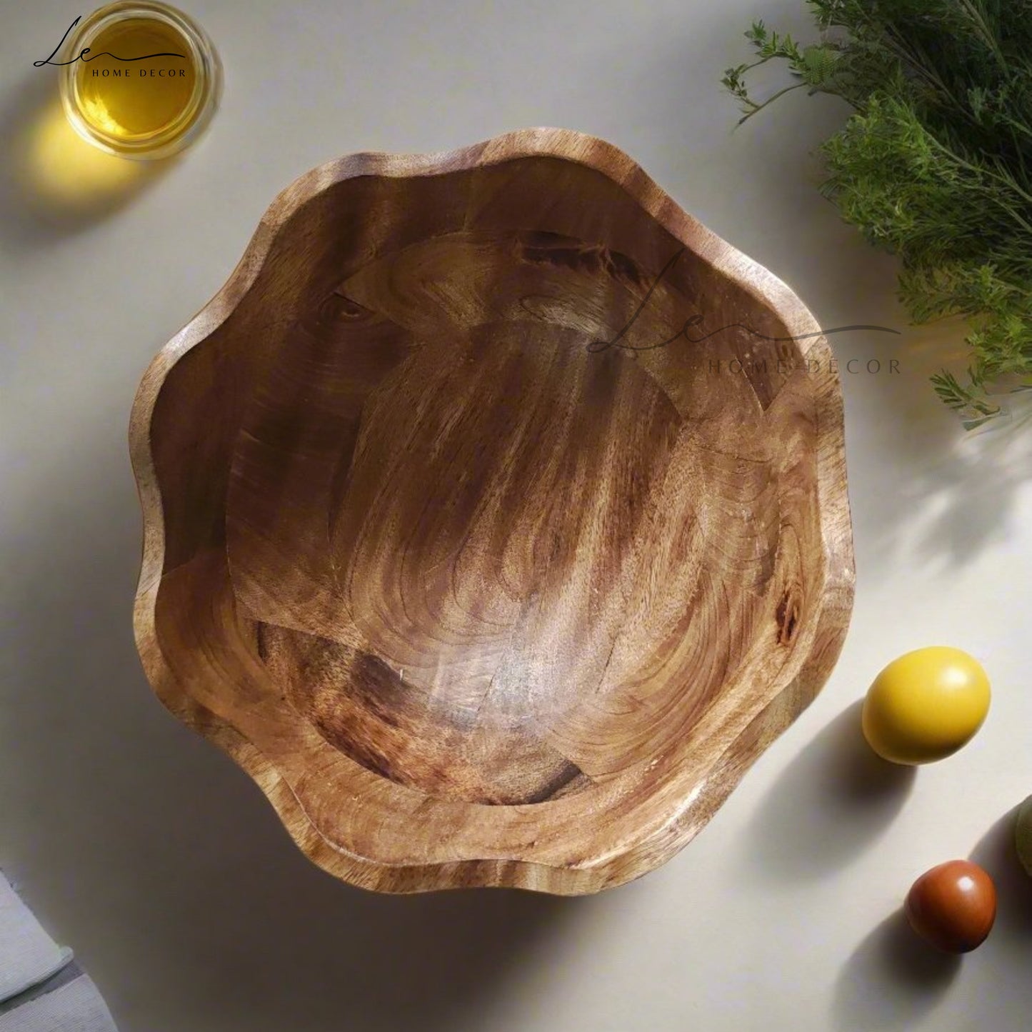 Handcrafted Wooden Fruit and Snacks Bowl - Large