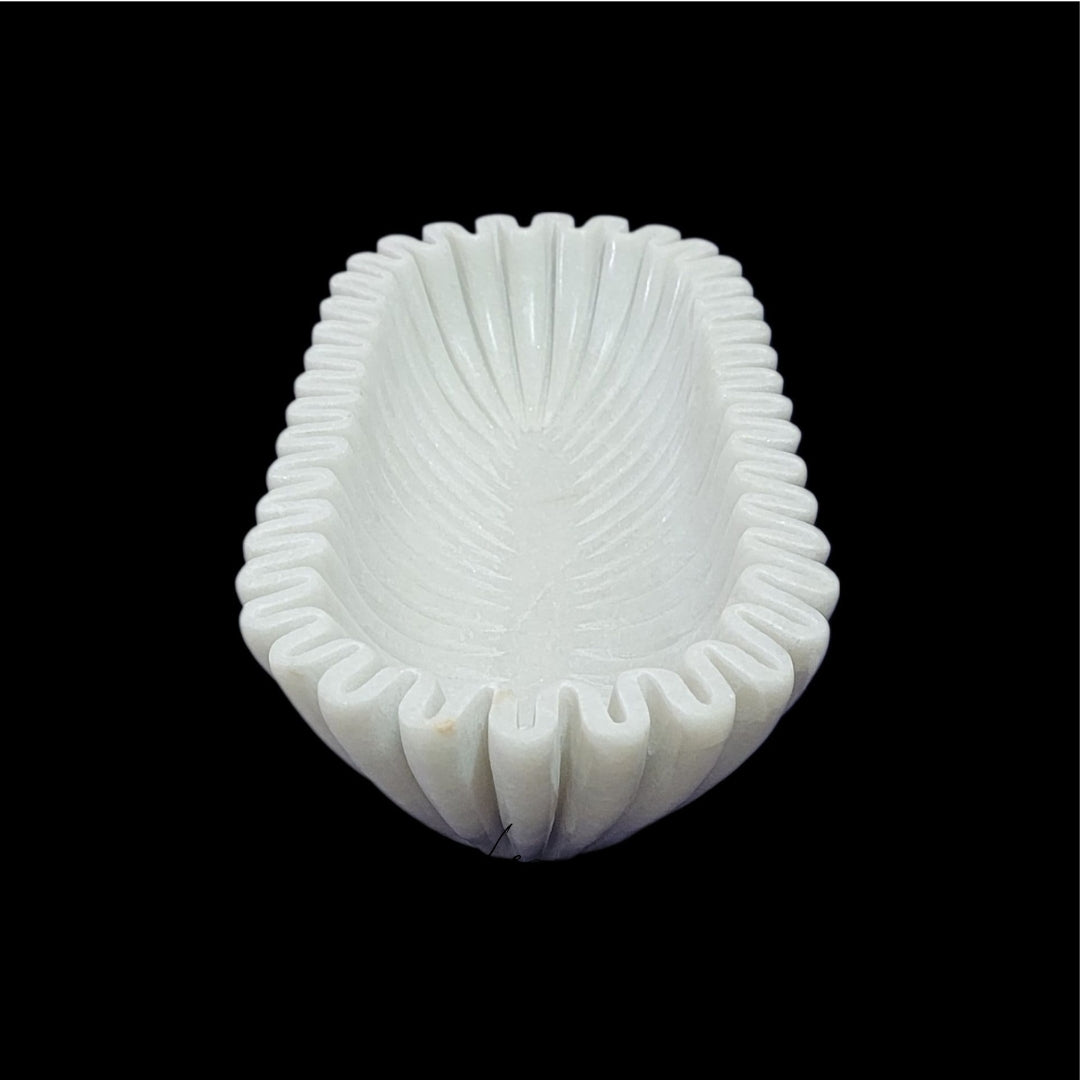 White Marble Oval Handmade Fruit Bowl - Large