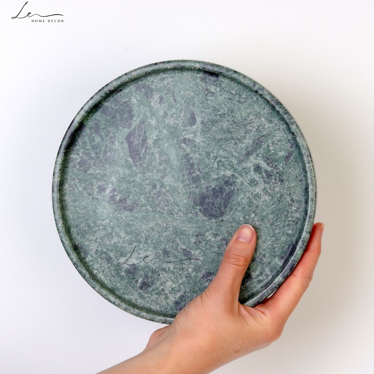 Green Marble Round Tray - Large