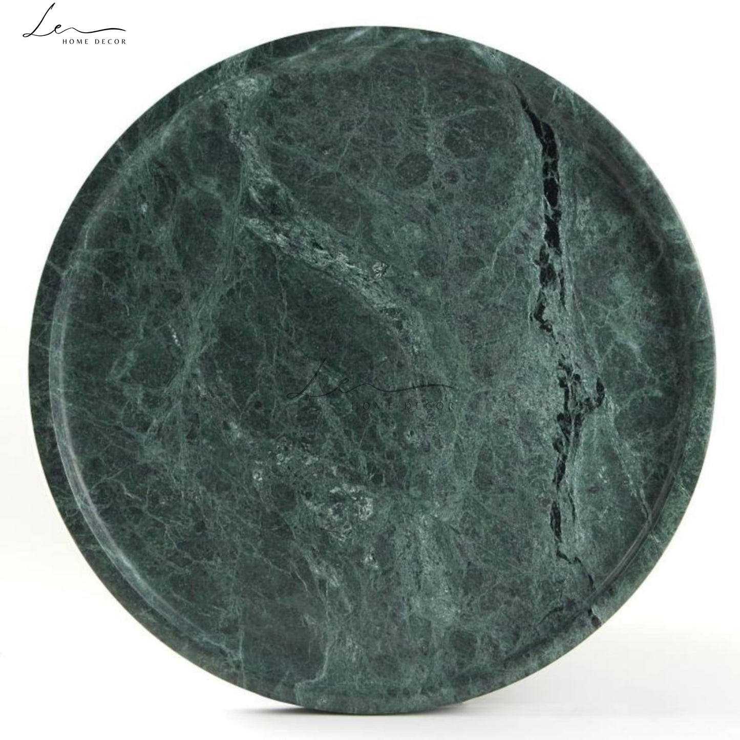 Green Marble Round Tray - Large