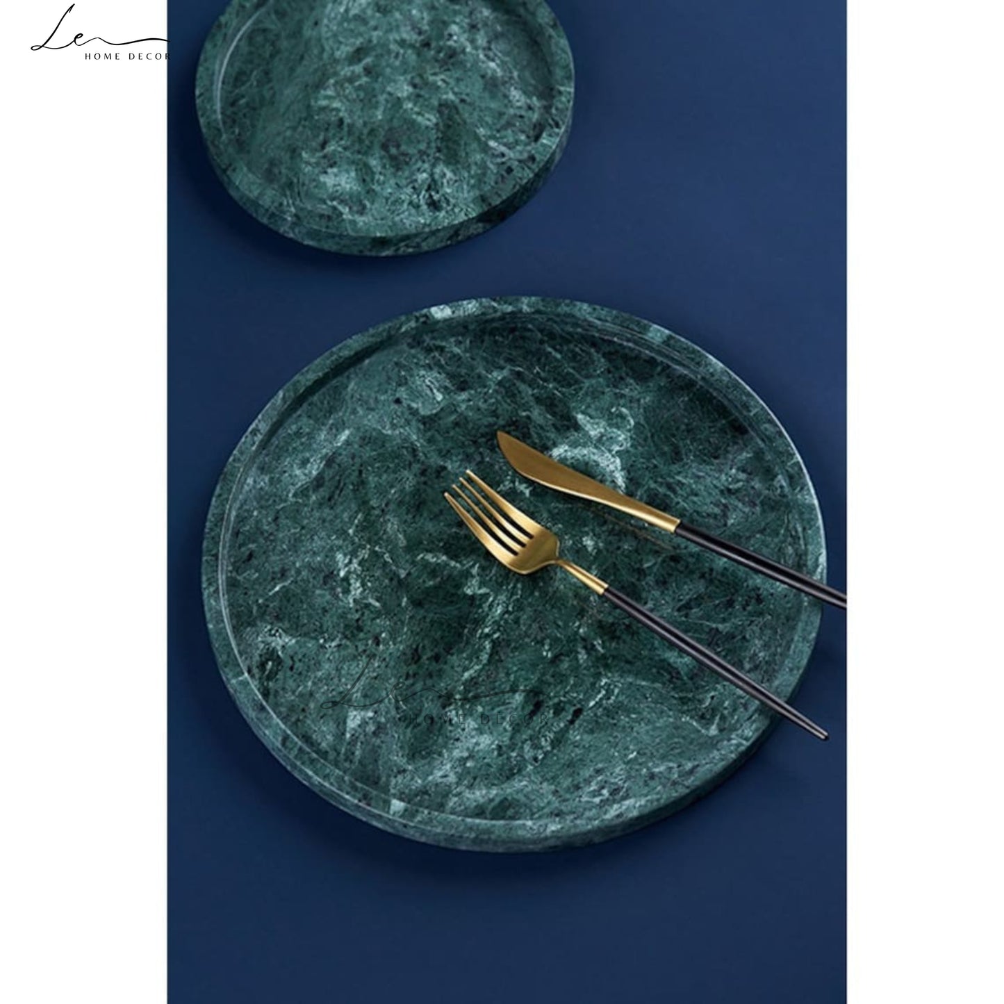 Green Marble Round Tray - Large