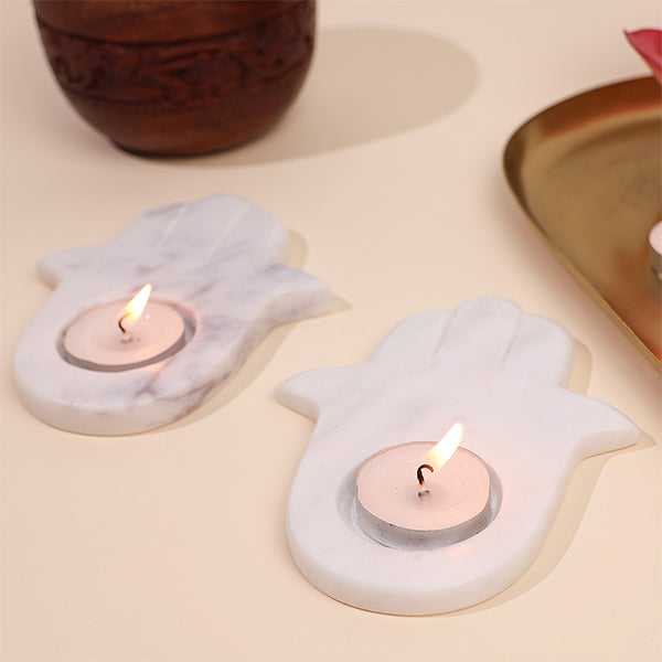 Marble Palm Candle Holders