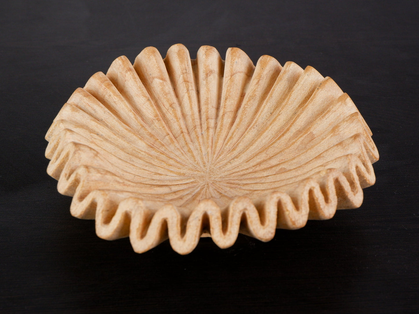 Yellow Marble Ruffle Bowl