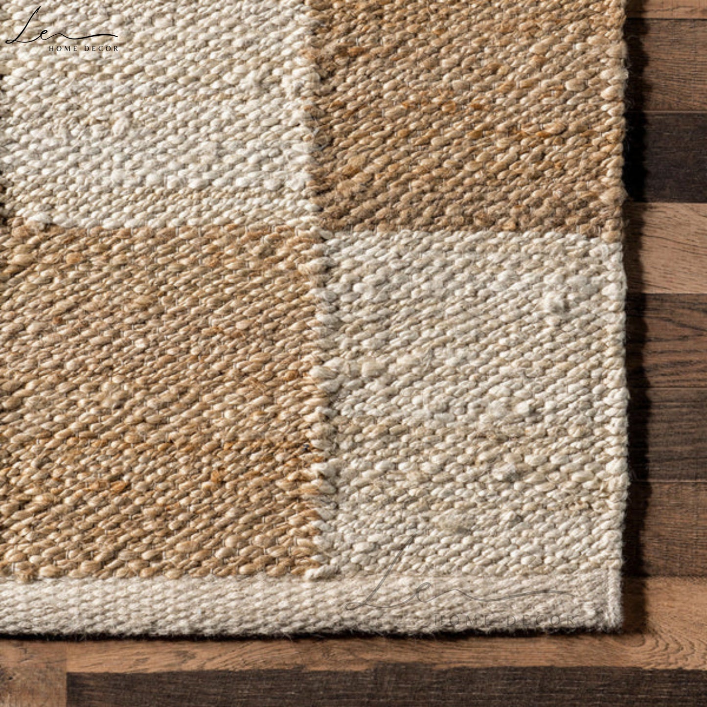 White & Brown Handmade Natural Jute Rug