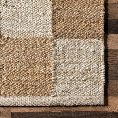 White & Brown Handmade Natural Jute Rug