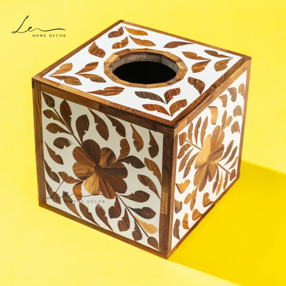 Wooden Inlay Tissue Box