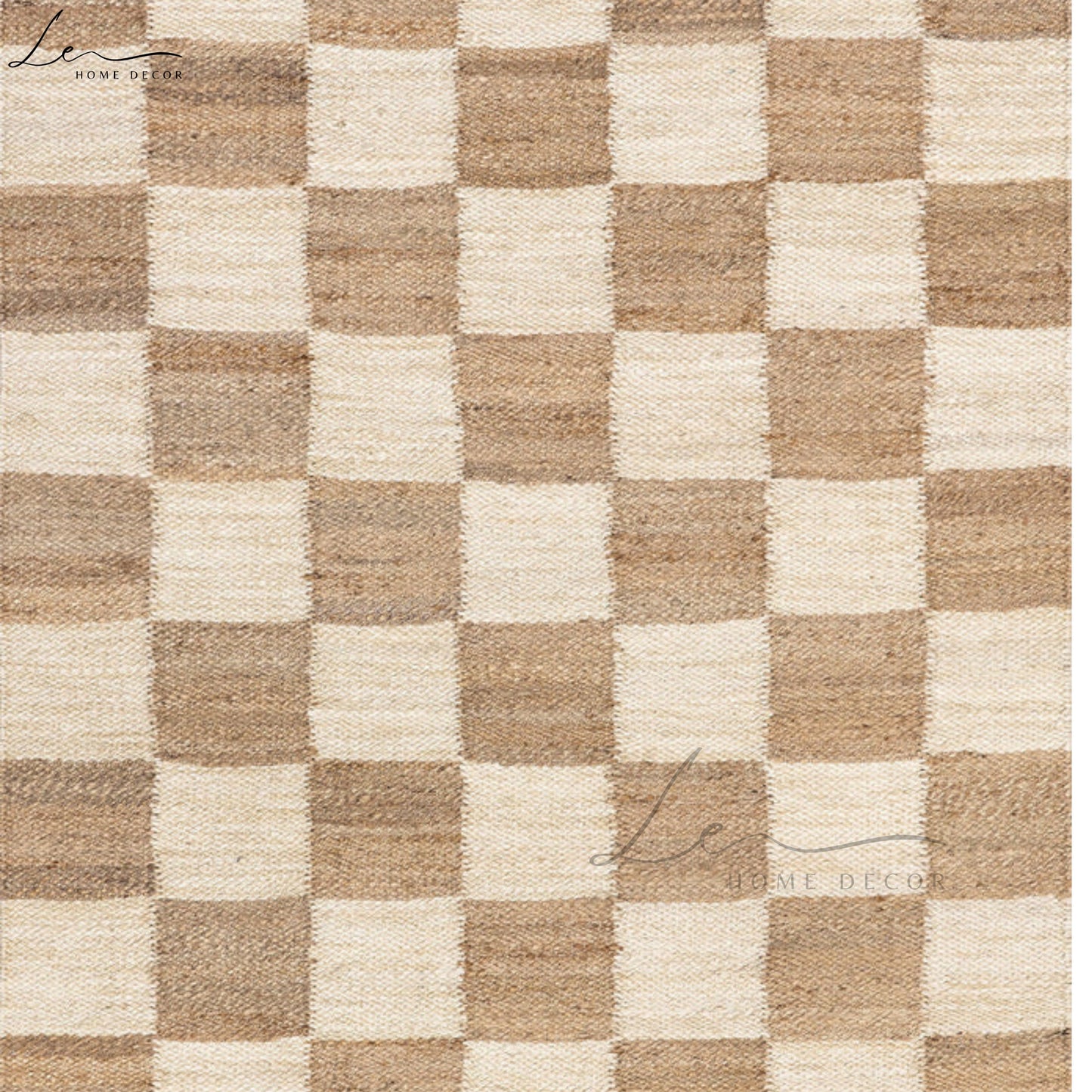 White & Brown Handmade Natural Jute Rug
