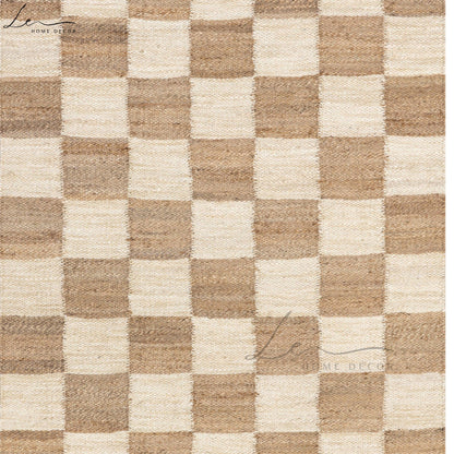 White & Brown Handmade Natural Jute Rug