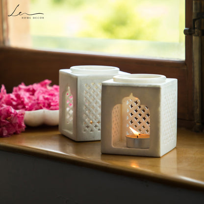 MARBLE FLOWER LATTICE AROMA OIL BURNER
