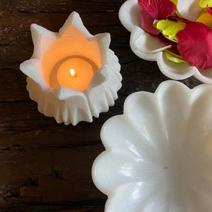 White Marble Lotus Candle Holders