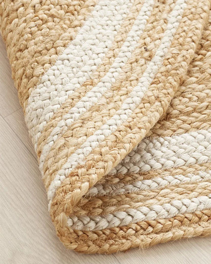 Handmade Beige Braided Round Jute Carpet