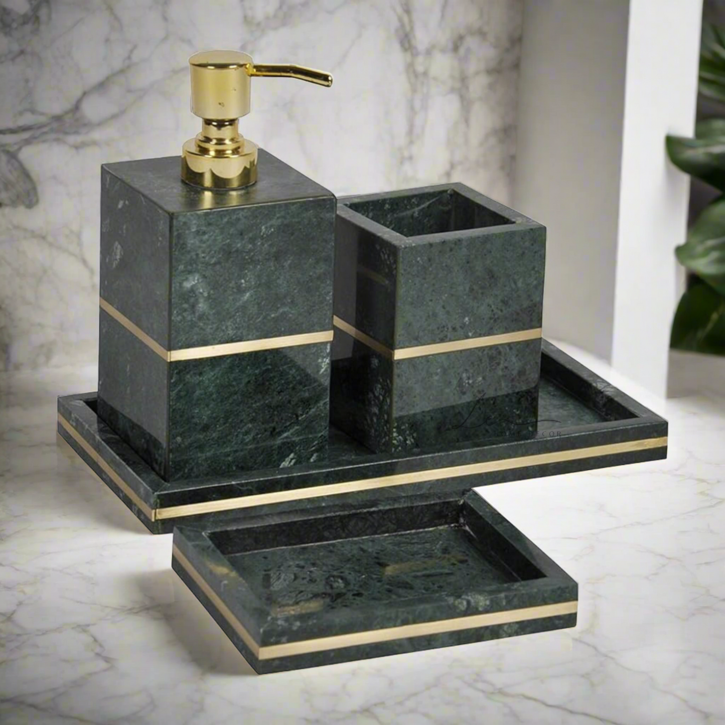Green Marble Bathroom Set of 4