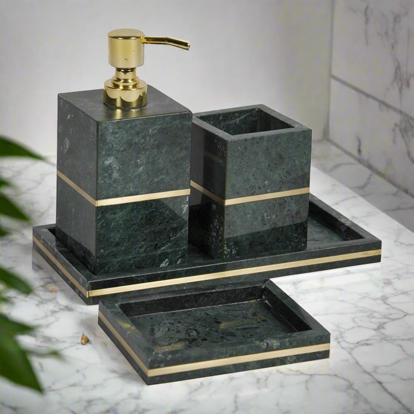 Green Marble Bathroom Set of 4