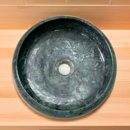 The Minimalist Round Marble Wash Basin - Emerald Green