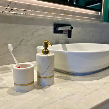 AURELIA MARBLE WITH BRASS INLAY BATHROOM - SET OF 2