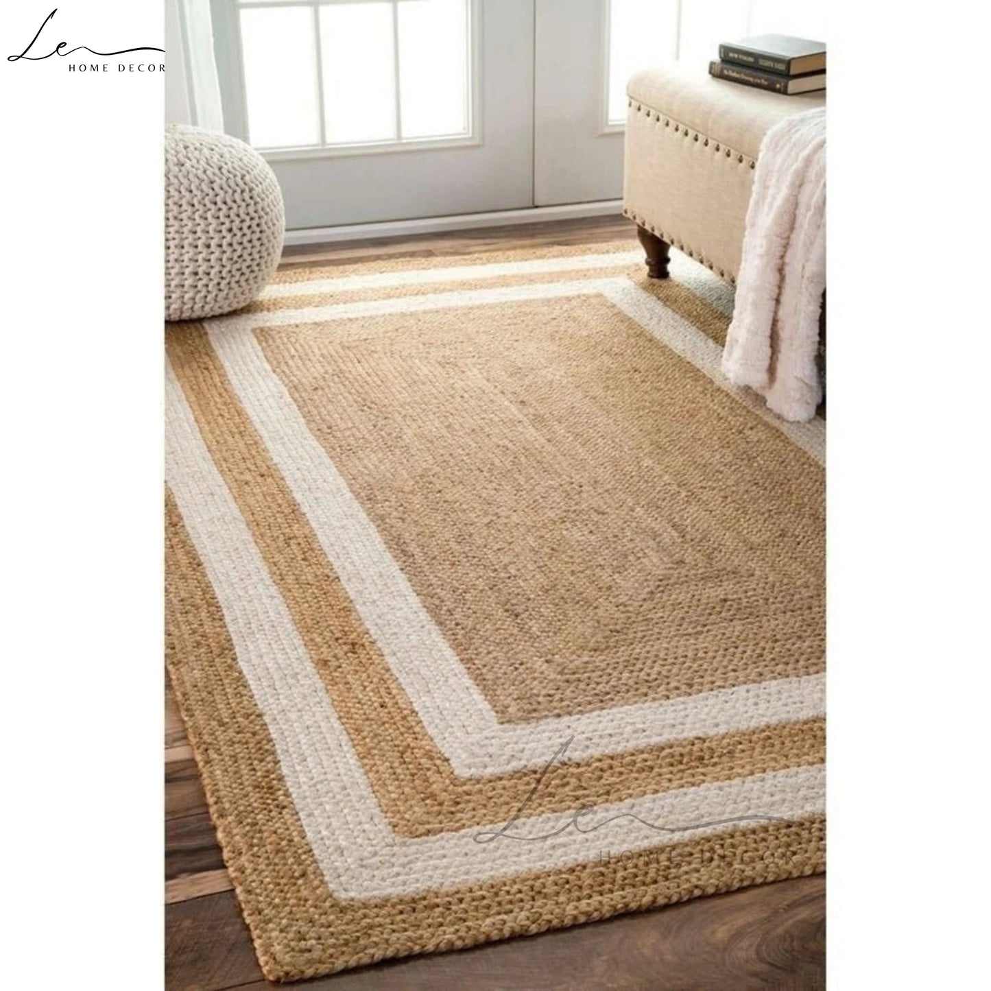Natural Double Border Jute Area Rug