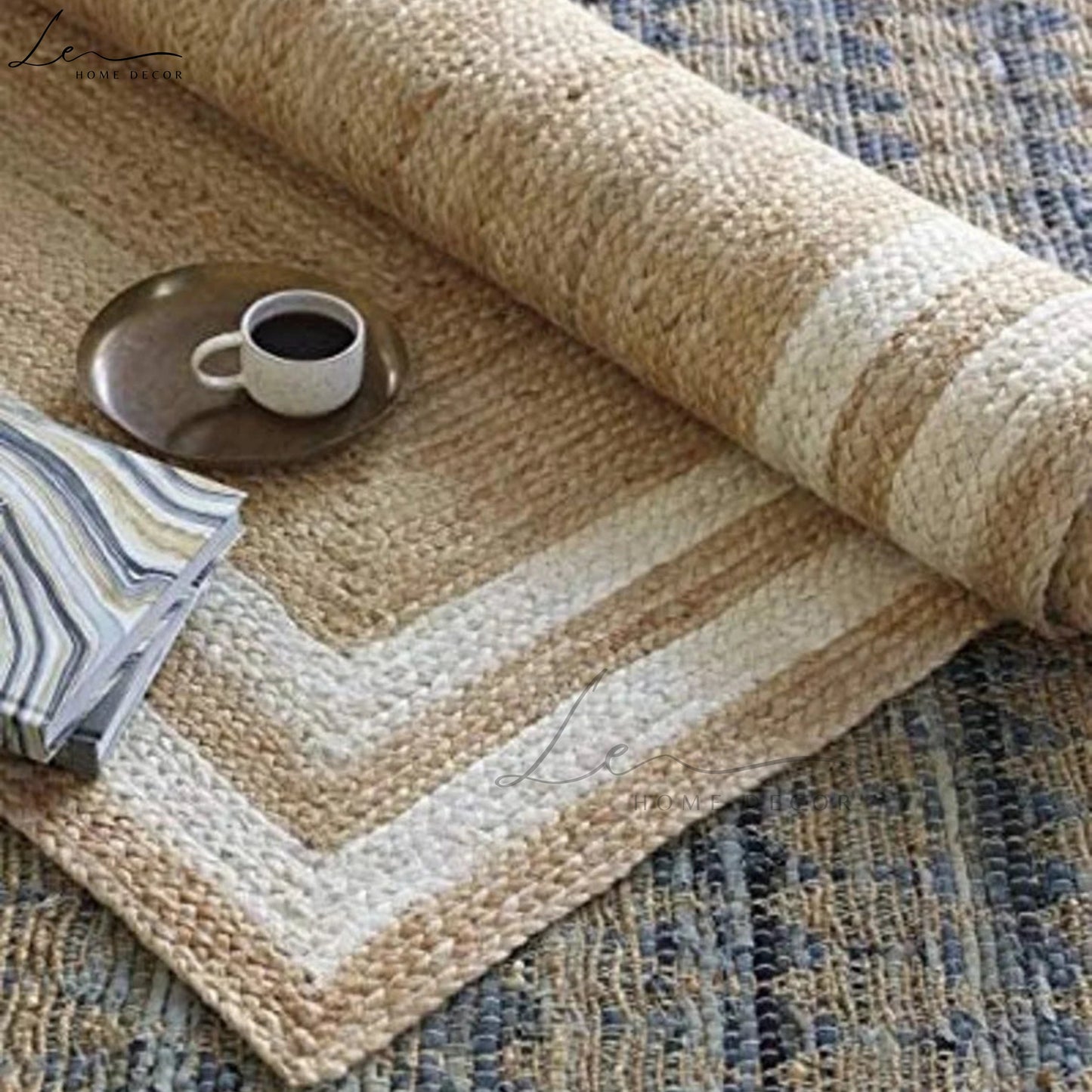 Natural Double Border Jute Area Rug