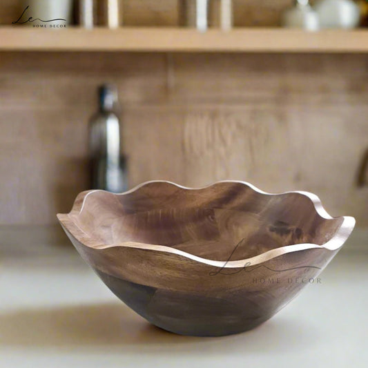 Handcrafted Wooden Fruit and Snacks Bowl - Large