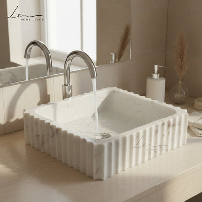 Signature Quad Design Marble Wash Basin - Large