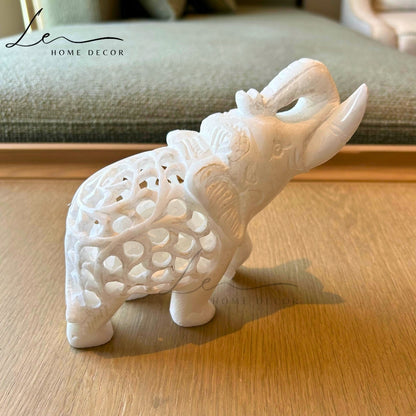 Fortune Marble Handcrafted Elephant Pair of 2