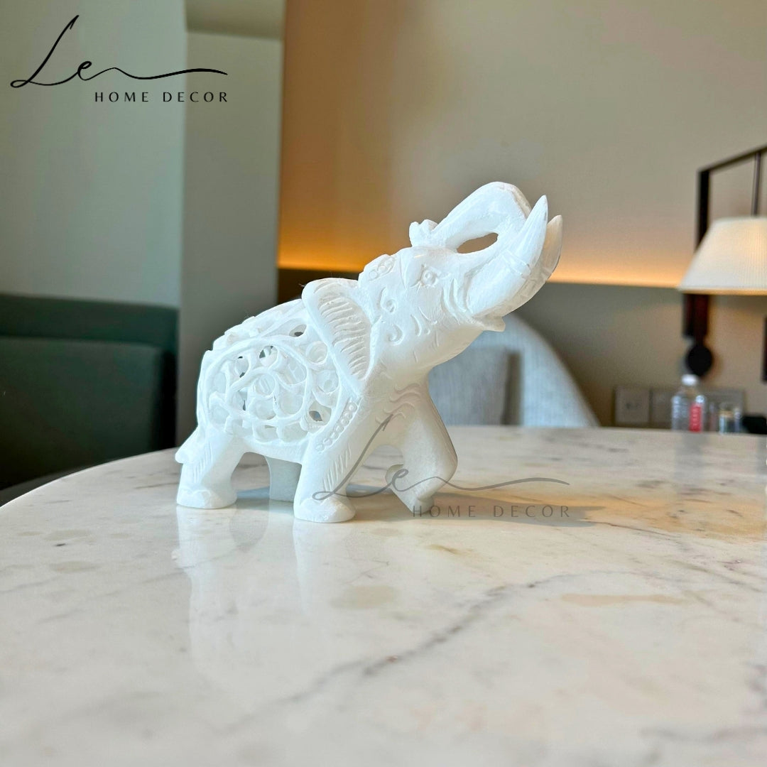 Fortune Marble Handcrafted Elephant Pair of 2