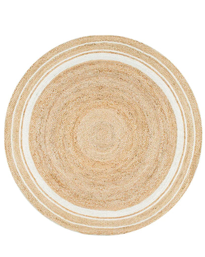 Handmade Beige Braided Round Jute Carpet