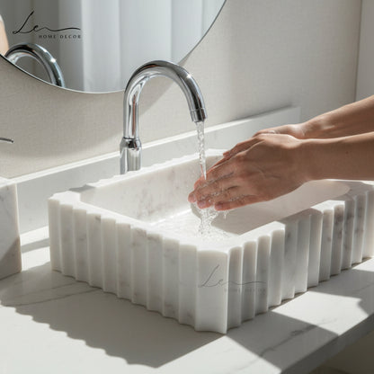 Signature Quad Design Marble Wash Basin - Large