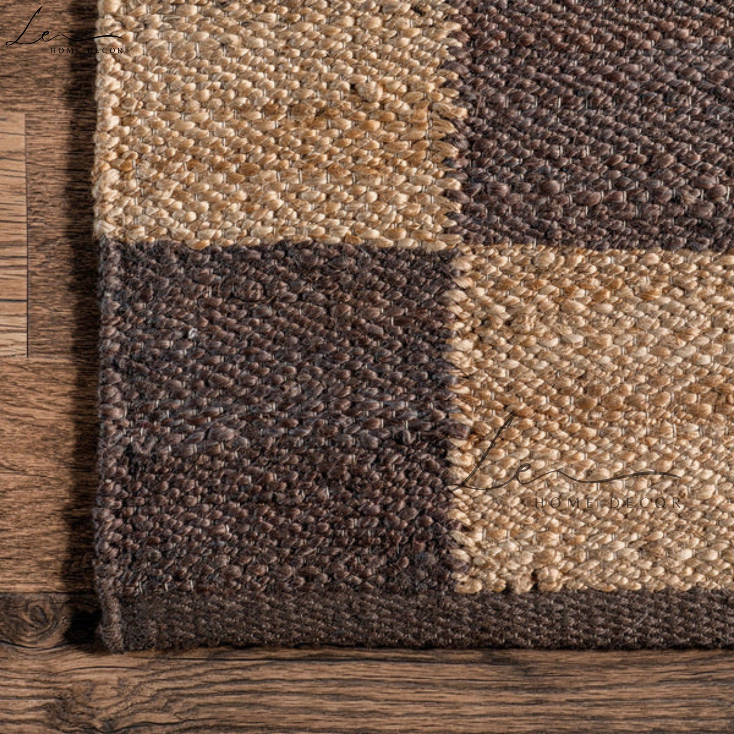 Natural Brown Blocks Area Rug