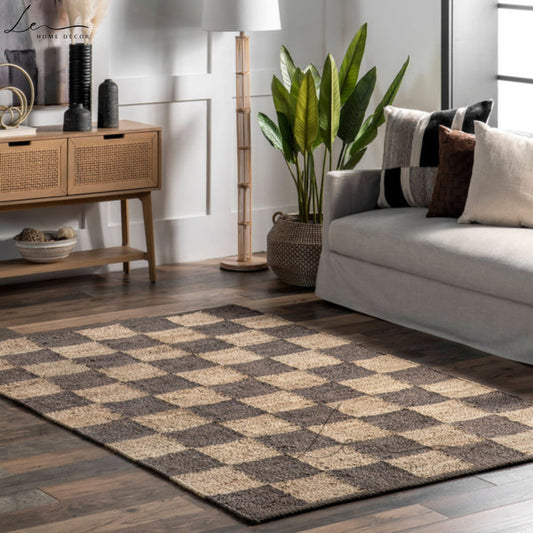 Natural Brown Blocks Area Rug