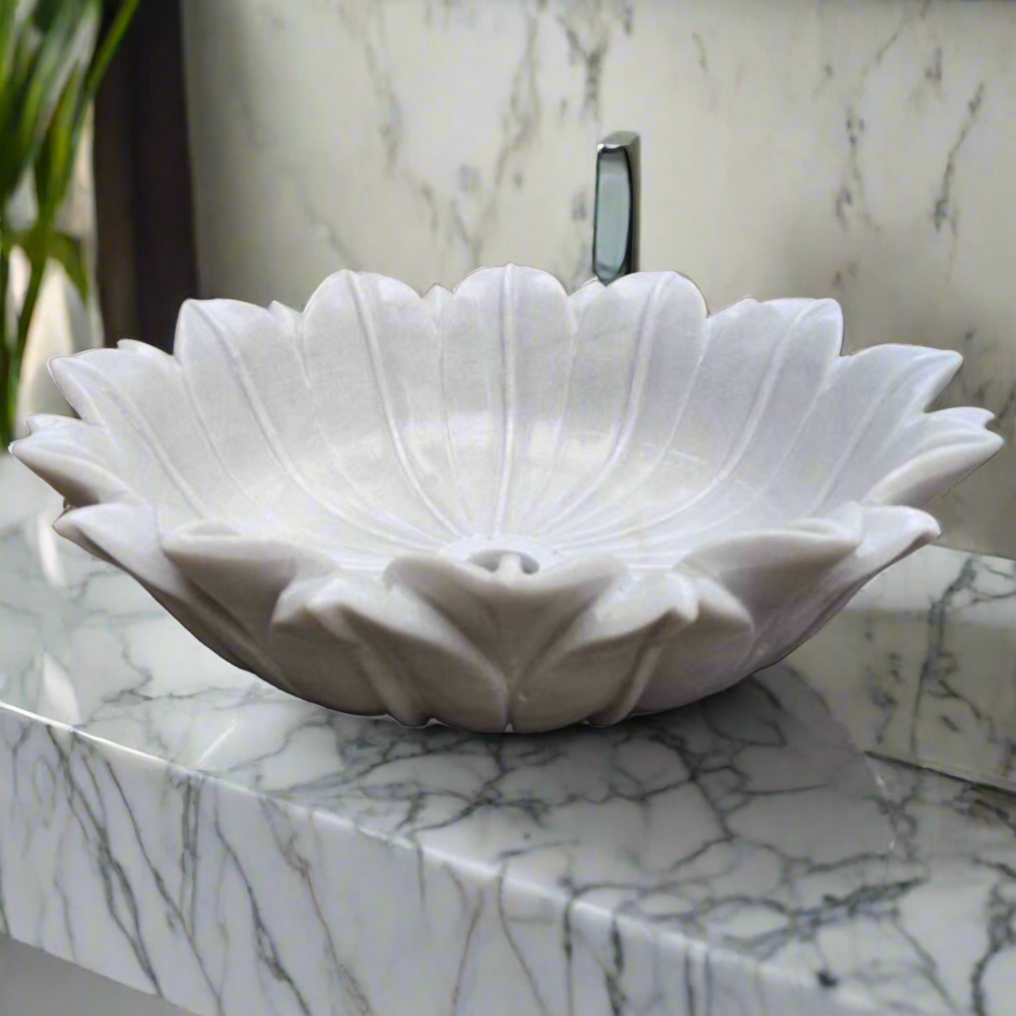 White Lotus Marble Wash Basin