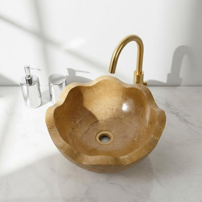The Fluted Stone Wash Basin - Jaisalmer Brown