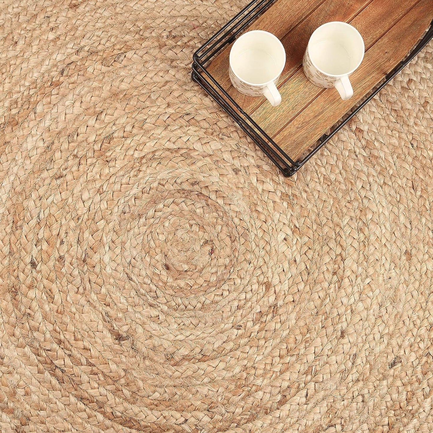 Braided Jute Collection Hand Woven Natural Fibers Natural/Tan Round Carpet