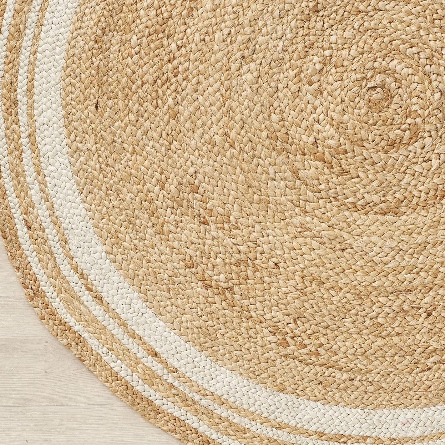 Handmade Beige Braided Round Jute Carpet