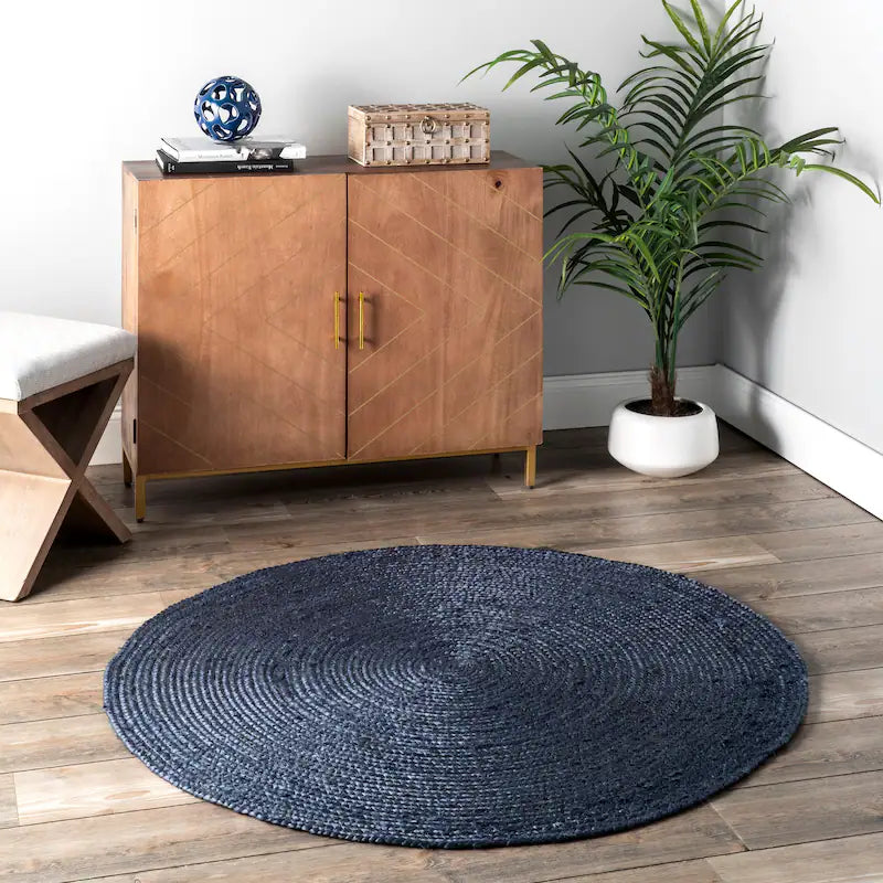 Black Jute Braided Area Rug