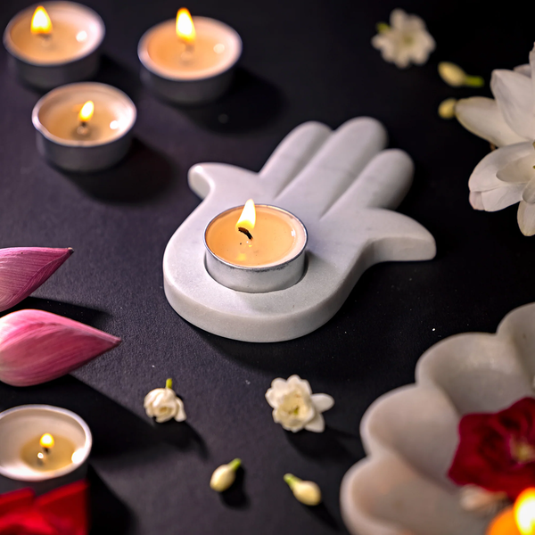 Marble Palm Candle Holders