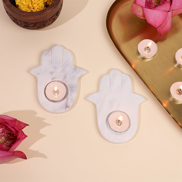 Marble Palm Candle Holders