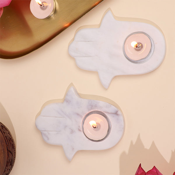 Marble Palm Candle Holders