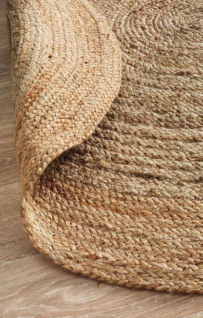Braided Jute Collection Hand Woven Natural Fibers Natural/Tan Round Carpet
