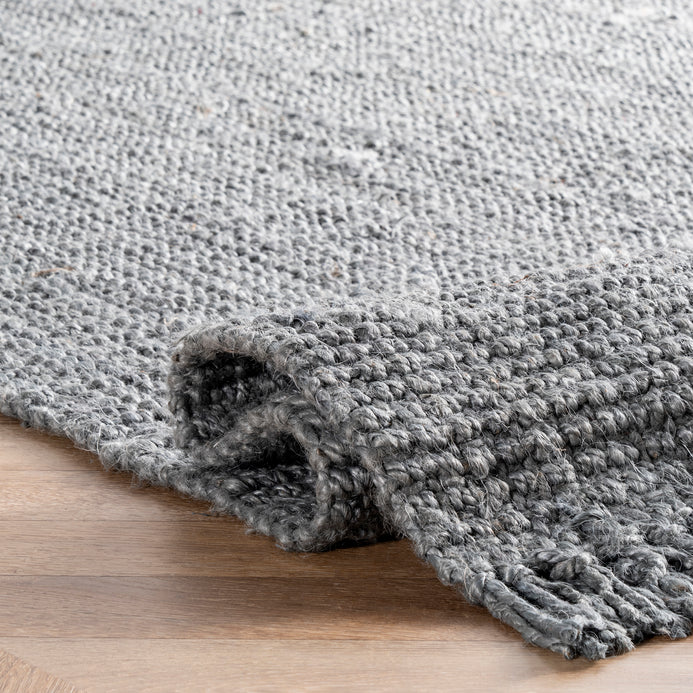 Grey Chunky Jute Tasseled Area Rug