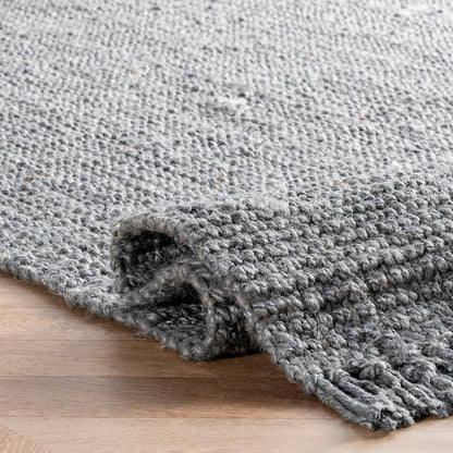 Grey Chunky Jute Tasseled Area Rug