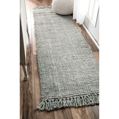 Grey Chunky Jute Tasseled Area Rug
