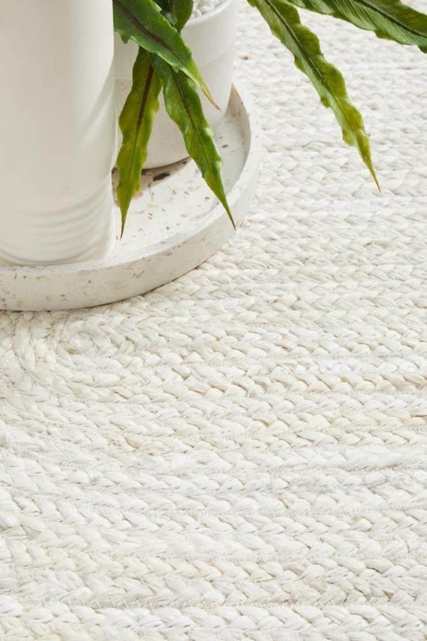 Luxury Off White Jute Braided Area Rug
