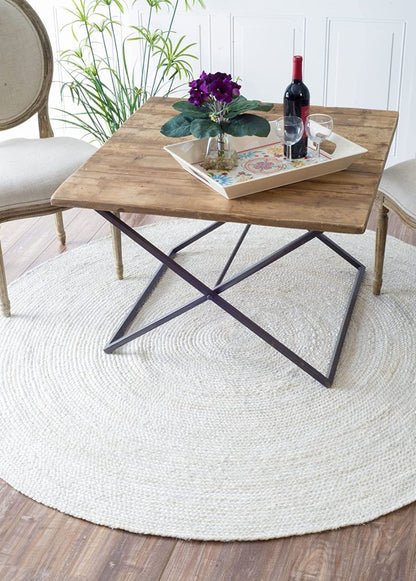 Luxury Off White Jute Braided Area Rug