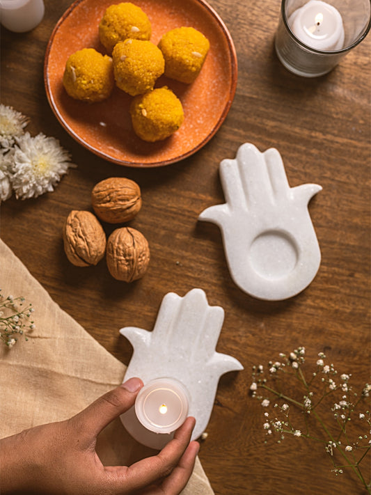 Marble Palm Candle Holders