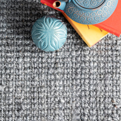 Grey Chunky Jute Tasseled Area Rug