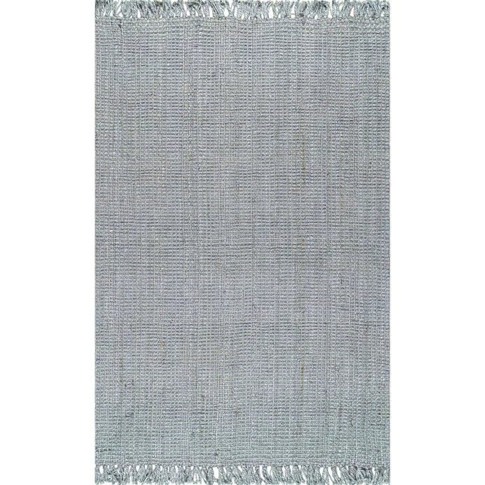 Grey Chunky Jute Tasseled Area Rug
