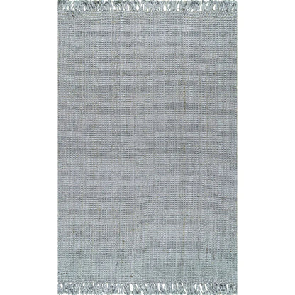 Grey Chunky Jute Tasseled Area Rug